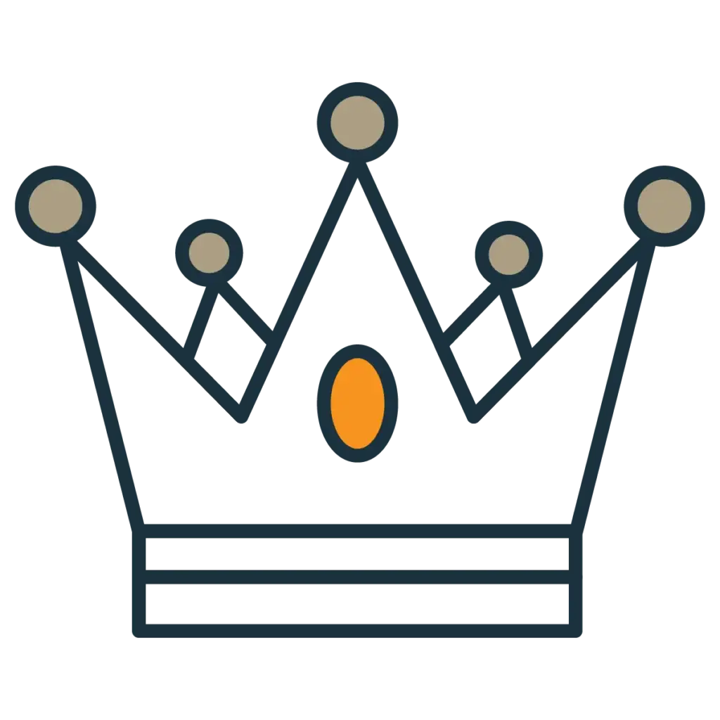 A minimalistic icon showing a crown with gold highlights