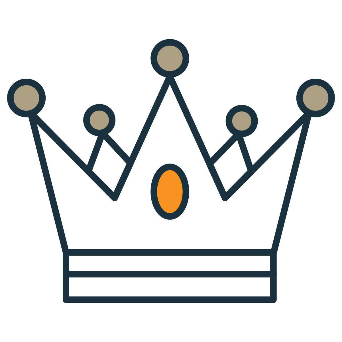 A minimalistic icon showing a crown with gold highlights